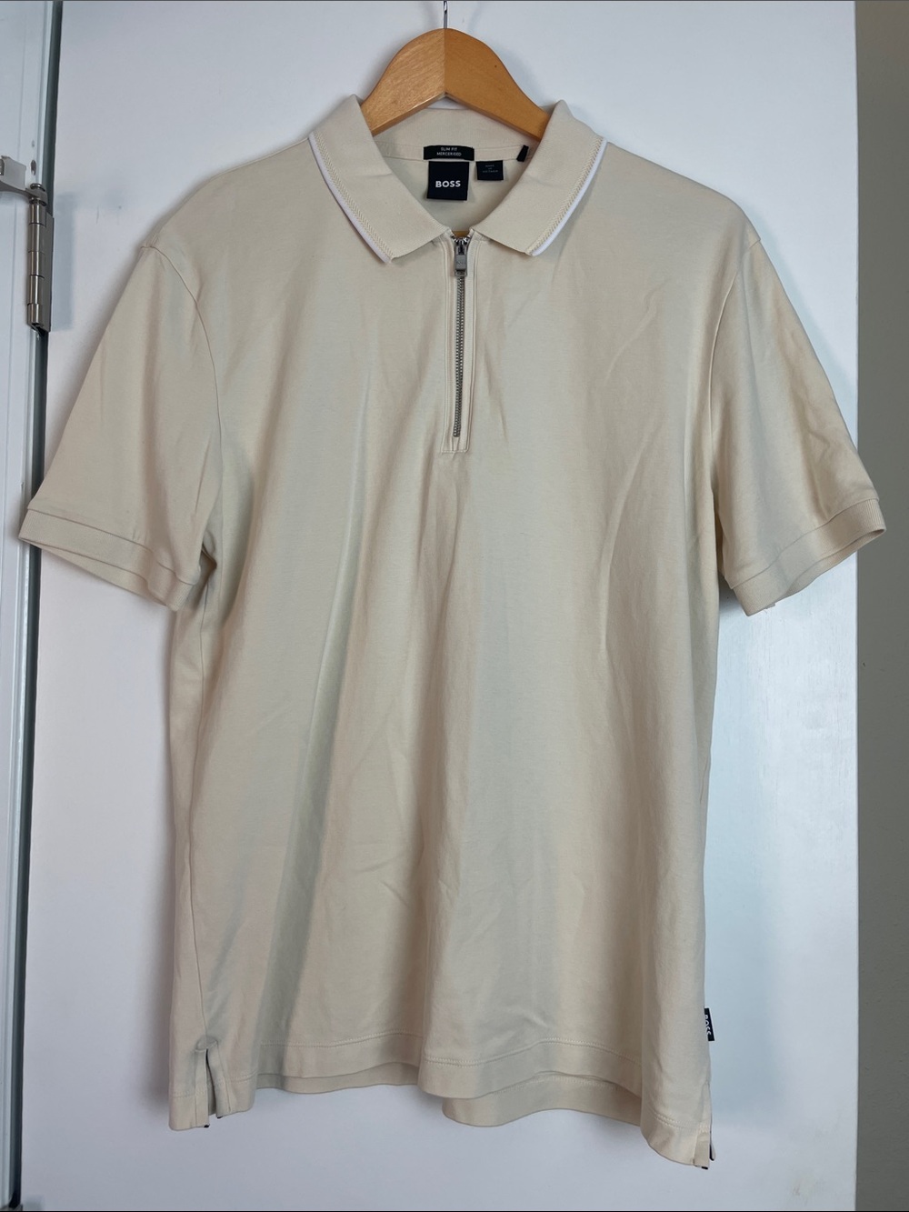 BOSS Men's Paras Quarter Zip Cotton Polo